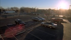 Walt arrives at Los Pollos' parking lot.