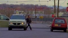 Walt and Jesse drive back to where Jesse parked his car.
