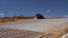 Walt makes a turn in the desert.