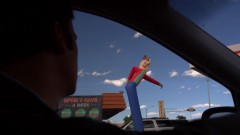 Jimmy stops at an intersection