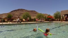 Werner is relaxing at the pool