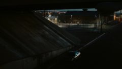 Jesse parks under an overpass