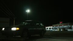 Lalo takes a shower at a gas station